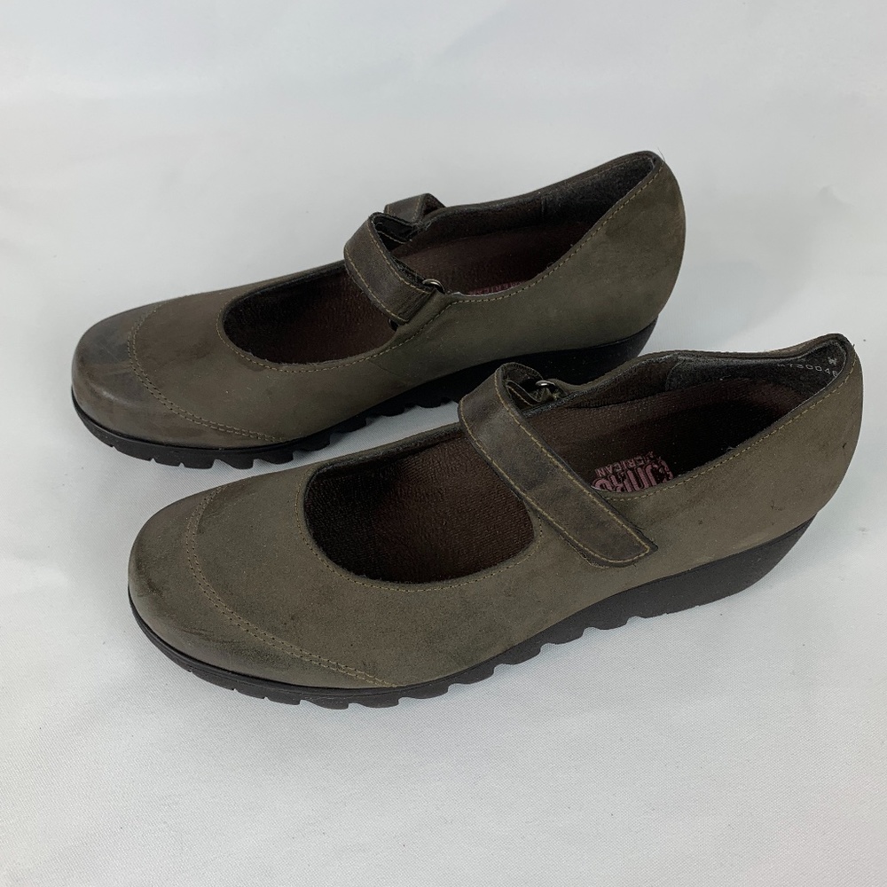 Munro Mary Janes Wedge Women Brown Suede Leather Shoes Size 8 M